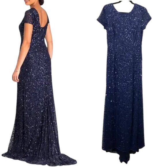 Adrianna Papell Dresses & Skirts - NWT ADRIANNA PAPELL DRESS GOWN 10 NAVY BLUE MOTHER OF THE BRIDE EVENING FORMAL